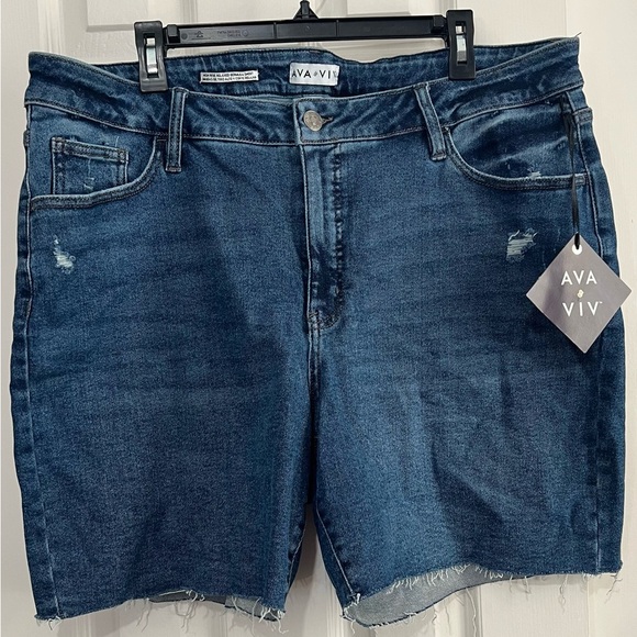 SOLD Ava & Viv Women’s High Waste Denim Shorts, Blue, Size 18, Brand New - Picture 1 of 9